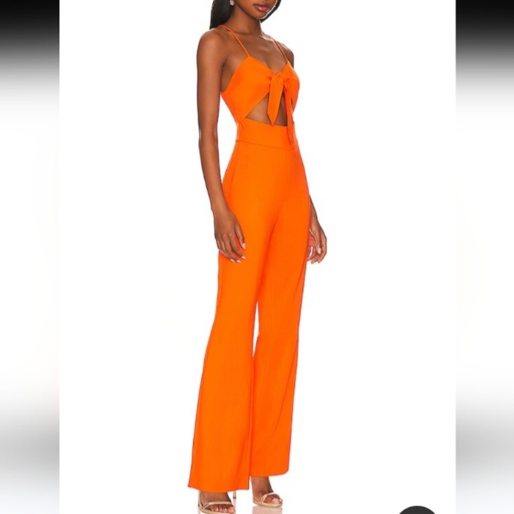 REVOLVE Tie Front Jumpsuit in Cherry Tomato Orange LITA by Ciara NWT